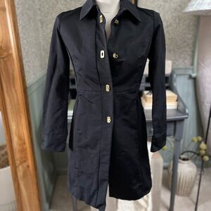 Banana Republic Black Trench Coat Metal Button clips